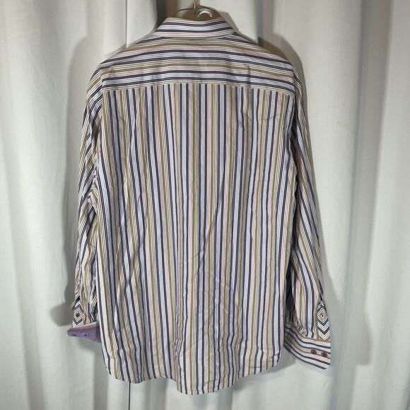 Robert Graham Long Sleeve Button Down Cotton Embroidered Striped Shirt Sz Lg - Picture 8 of 13